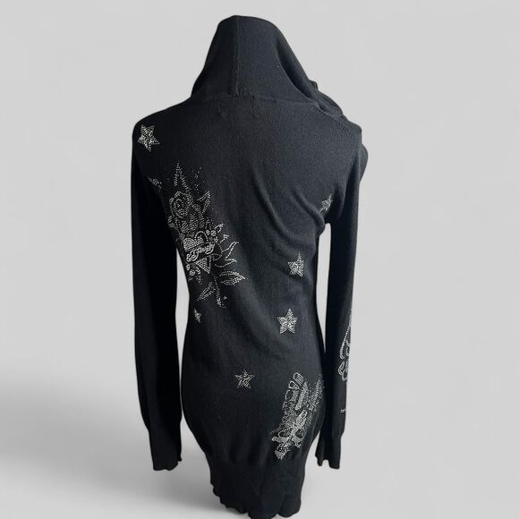 Ed-hardy Rhinestone Black Zip Up Hoodie - Picture 3 of 8